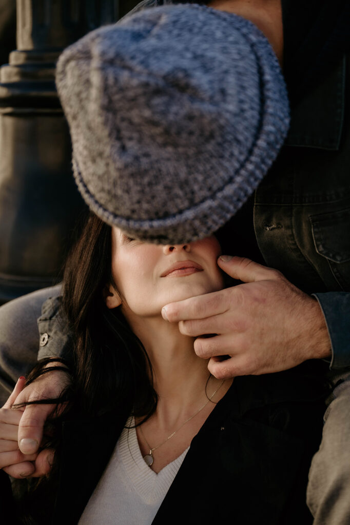intimate moment during a couples photoshoot in Amador county